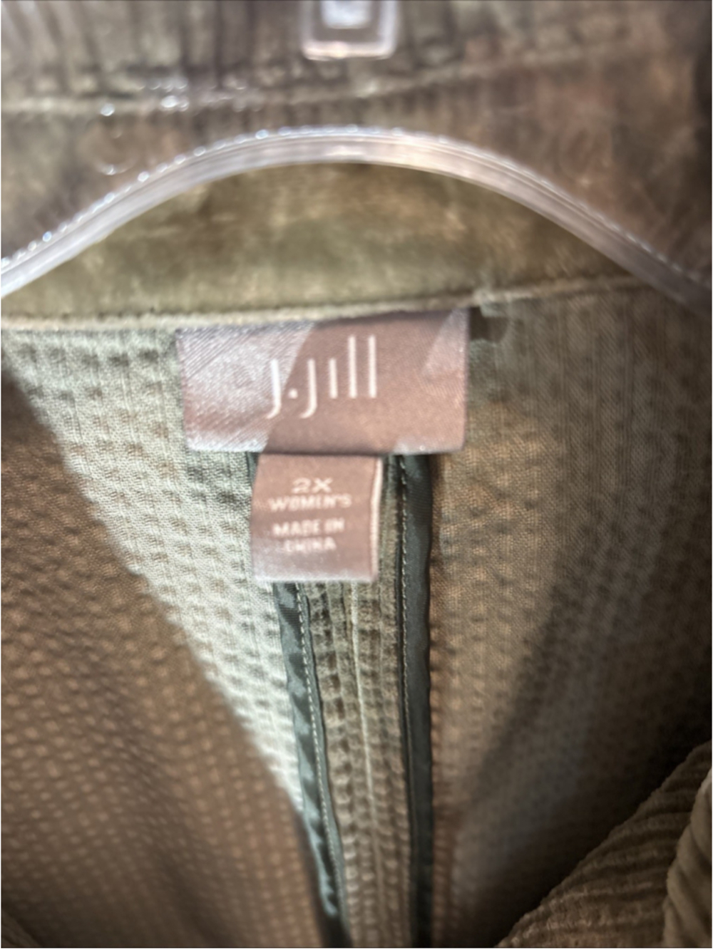 J. Jill Olive Green 100% Cotton Women's Jacket 2X 1138 - Picture 5 of 16